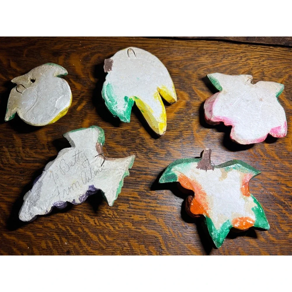 Vintage Chalkware Fruit Wall Plaques Set of 5 Mid Century Kitchen Decor Kitsch